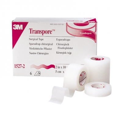 CEROTTO IN PLASTICA TRAFORATA TRANSPORE cm. 2,5x9,14 CF 12 PZ