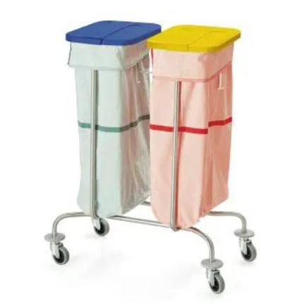 CARRELLO PORTA SACCO in acciaio inox a 2 posti
