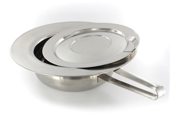 PADELLA IN ACCIAIO INOX CON COPERCHIO CON MANICO mm. 320x85  