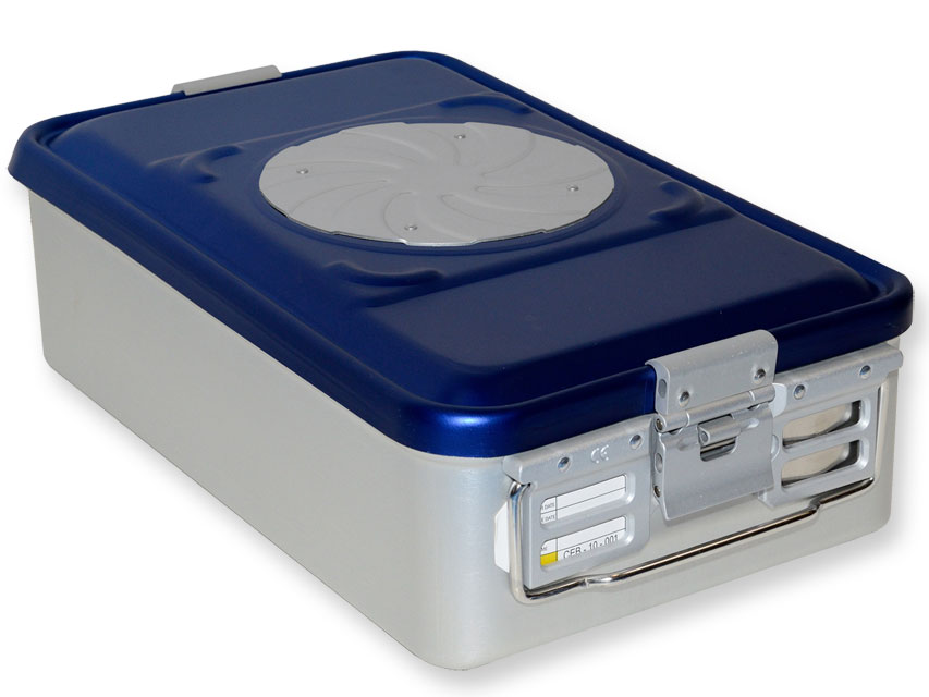 CONTAINER CON VALVOLA MEDIO mm. 135h BLU FORATO